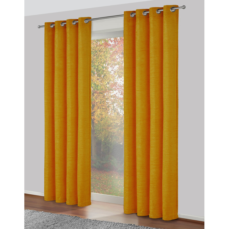 Breedlove Eyelet Room Darkening Single Curtain, 270cm Width x 225cm Drop, Old gold