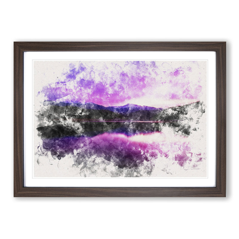 Purple Mountains - Picture Frame Graphic Art Print, 33cm H x 45cm W x 2cm D, Walnut Framed