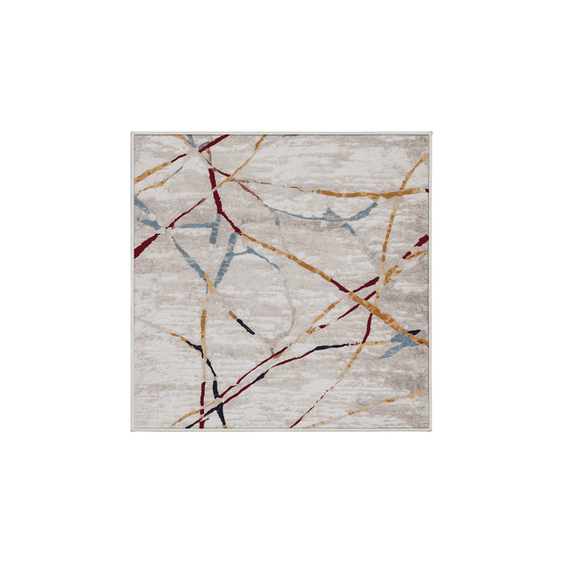 Tapis beige lavable à la machine, Carré 4 pi