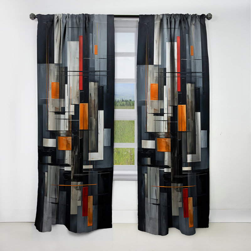 Tawanda - Abstract Shapes Curtain - Blackout Abstract Curtain - 1 Panels, 52" W x 90" L