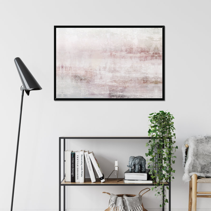 Merlot Blush Abstract - Painting Print, Black Framed Paper Print, 65cm H x 95cm W x 2.3cm D