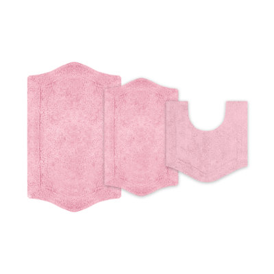 Morissette 100% Cotton Bath Rug, Non-Slip, Quicky Dry, Machine Washable, Absorbent - 3 Piece Set