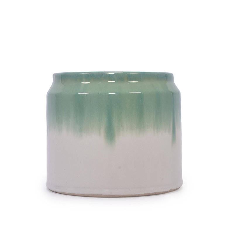 High-quality ceramic flower pots, White/Green