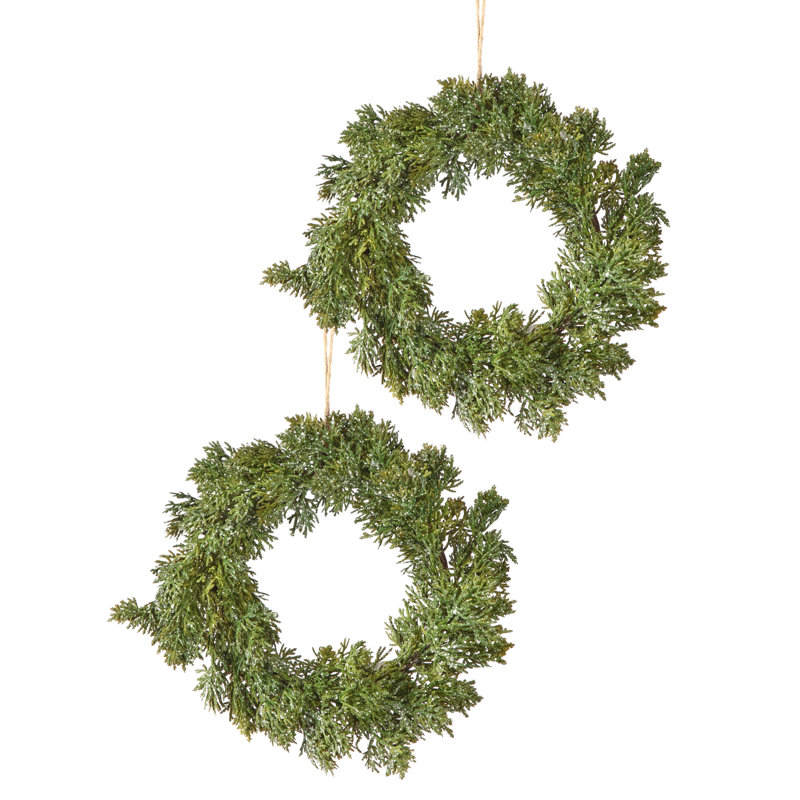8" Iced Natural Touch Faux Cedar Rings