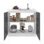 Lavabo autoportant à double porte Salento, blanc / chêne fumé-130373544