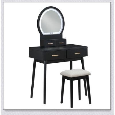 Luxury Vanity Dresser With LED Mirror And Storage Drawers, Elegant And Functional For Modern Bedrooms