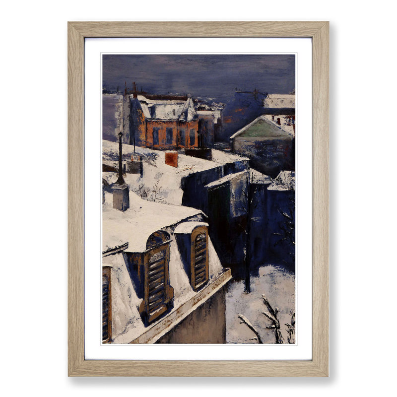 Rooftops in the Snow Vol.1 by Gustave Caillebotte - Picture Frame Painting, 36cm H x 27cm W x 2cm D, Oak Framed