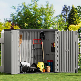Outdoor Horizontal Storage Sheds,37 Cu.Ft Outdoor Storage Cabinet Waterproof Resin Tool Storage Box