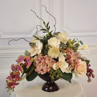 Orchids and Roses Silk Flower Centerpiece