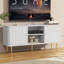 55" Modern Fluted TV Stand, Media Console with Gold Legs, Small Entertainment Centre with Cable Management & Adjustable Shelves-879917961