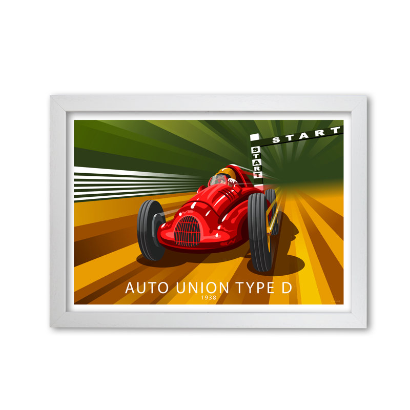 Red Car by Stephen Millership - Print, White, 42 cm H x 59.4 cm W x 5 cm D