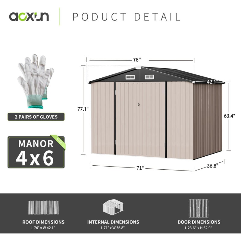 Door Lock 6 ft. W x 3 ft. 5 in. D Metal Traditional Storage Shed
