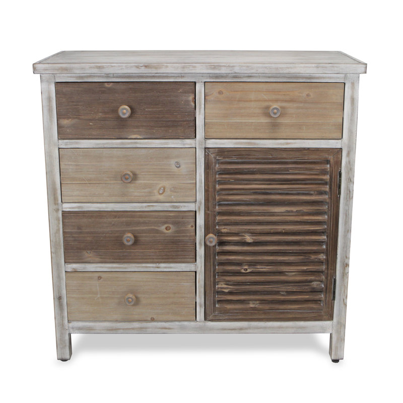 Table de bout à 5 tiroirs en bois massif Tamias