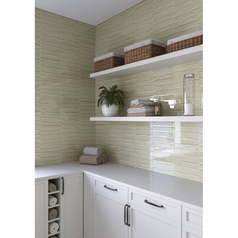 Radiant 12" X 36" Ceramic Wall Tile, Green