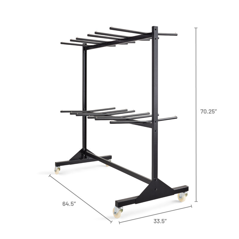 Black Powder-Coated Steel Folding Chair Trolley - 84 Chair Capacity
