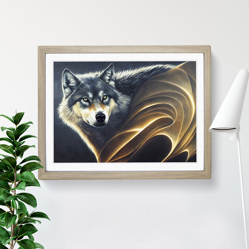 Awe Inspiring Wolf - Framed Print, 34cm H x 46cm W x 2cm D, Oak
