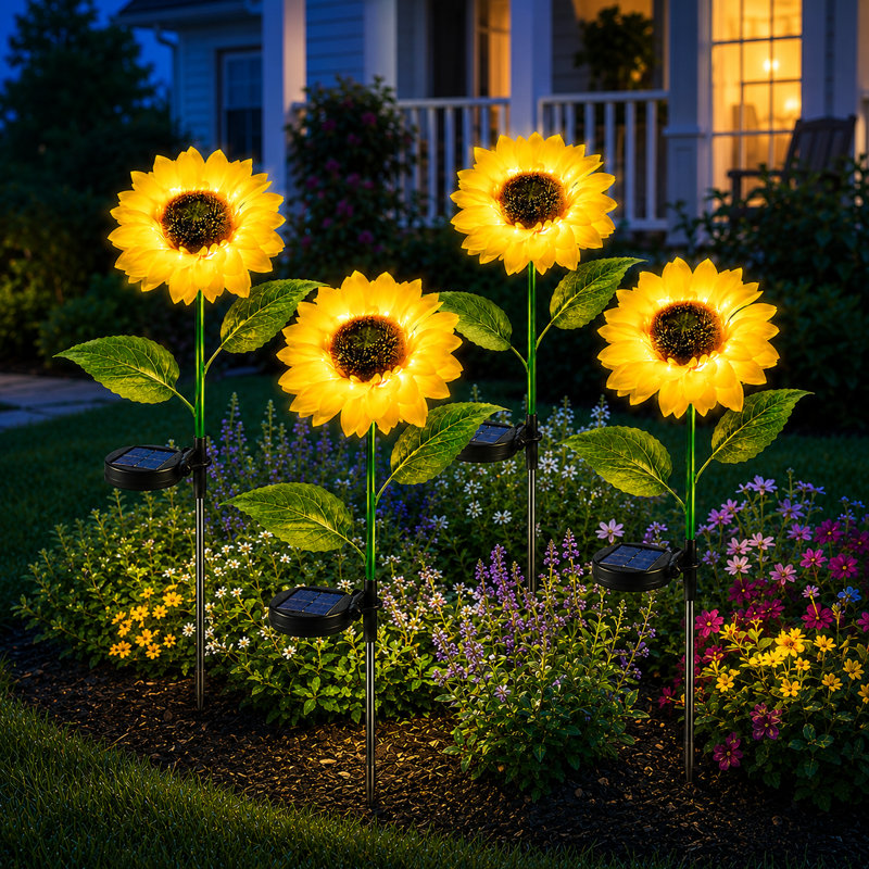 Éclairage de tournesol Hartshorne à énergie solaire résistant aux intempéries (ensemble de 4)