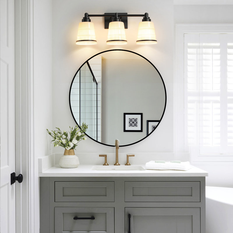 Dimmable Vanity Lighting for Bathroom  (Available in Four Sizes), Matte Black, White, 3