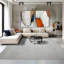 Tapis gris cendré touffeté à la main à motif de chevrons-1232107227