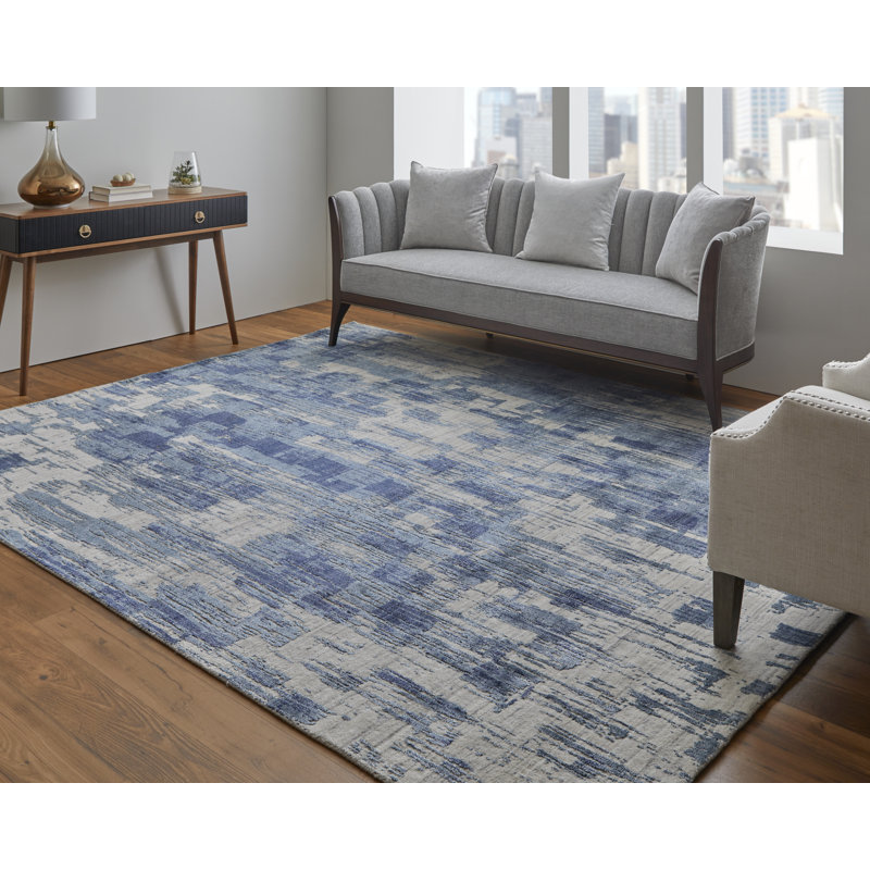 Eastfield Abstract Area Rug in Blue, Rectangle 2' x 3'