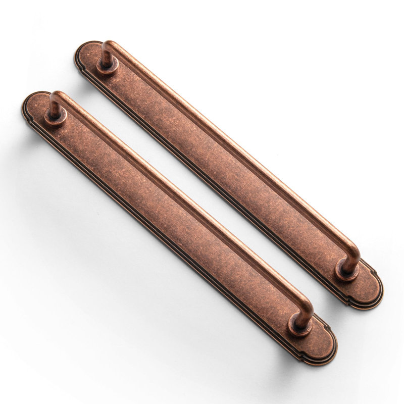 Poignée barre délicate avec panneau, 7.6", Cuivre antique