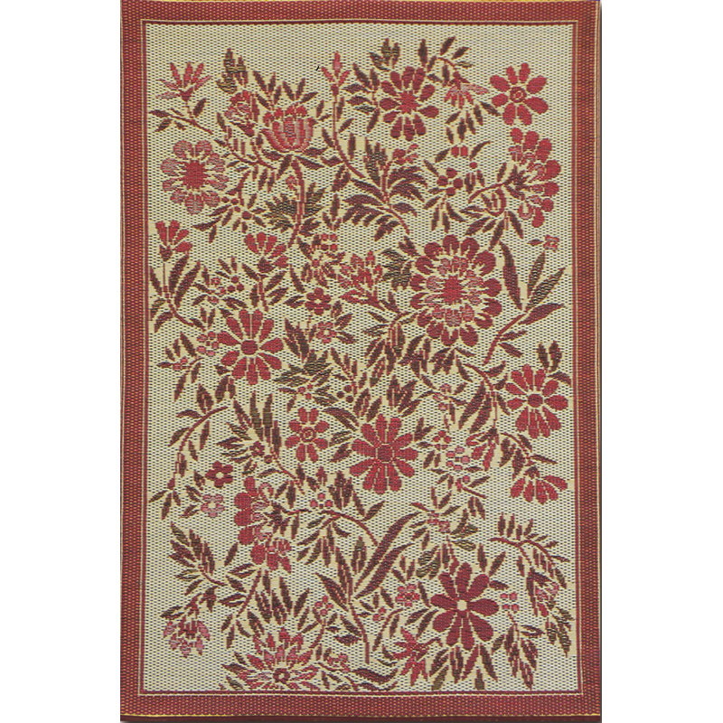 Tapis d'intérieur / extérieur vert / rouge crocheté à la main Floral, Rectangle de 5 pi x 8 pi