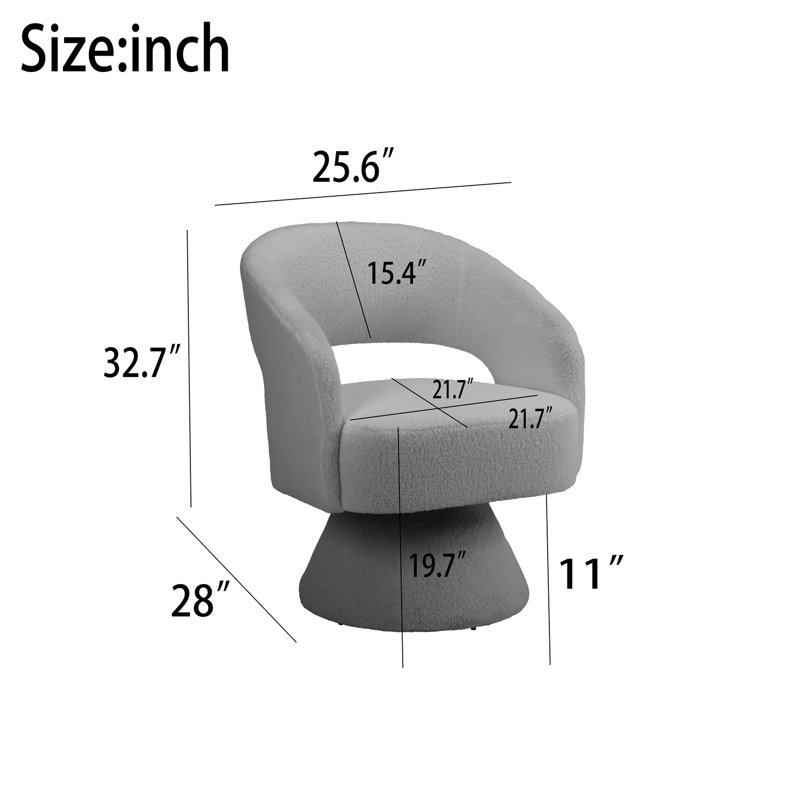 Fauteuil pivotant l 25,6 po, Velours blanc