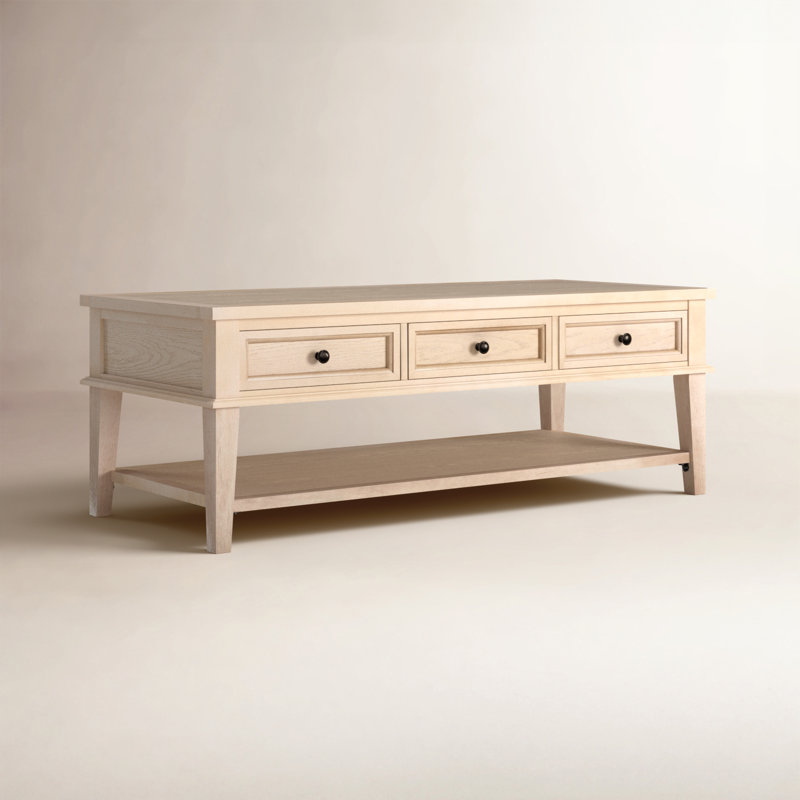 Table basse avec rangement Samira, Blanc délavé