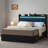 Berneil Upholstered Full Bed Frame with RGBW LED Lights Headboard & 4 Storage Drawers, Black-1685889823-1685889822