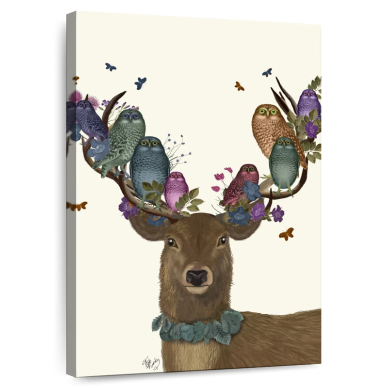 Brampt Deer Birdkeeper Owls, 48" H x 32" W