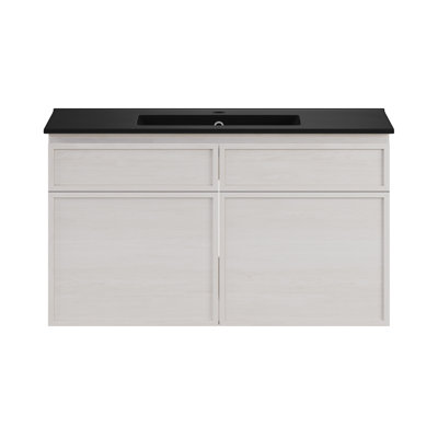 St. Tropez 36" Wall-Mounted Bathroom Vanity In White Oak With Black Sink Top