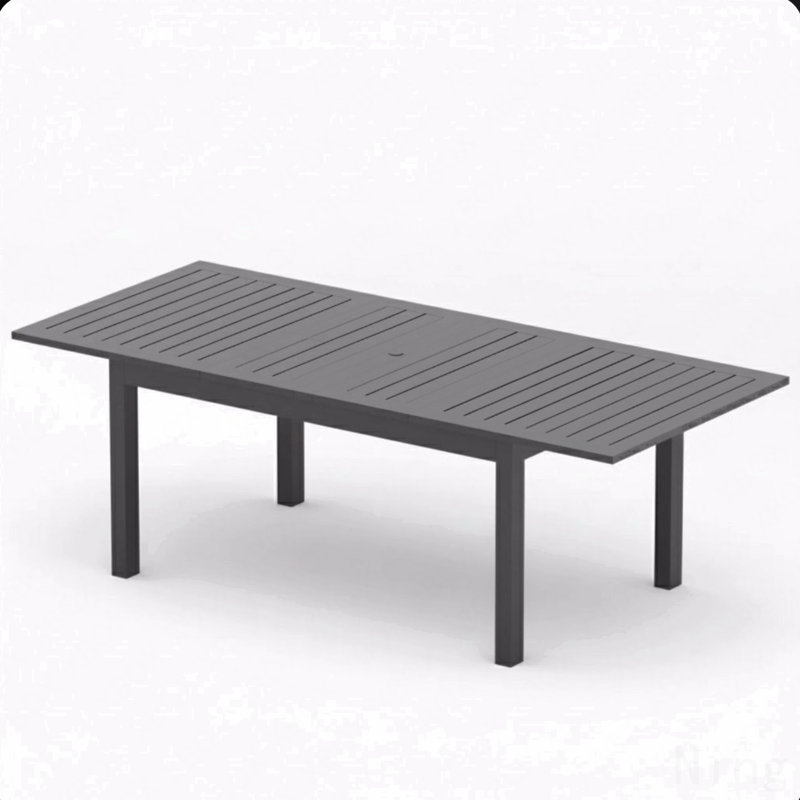 Table de salle à manger d'extérieur en aluminium 63 "à 92", table de patio grise toutes saisons