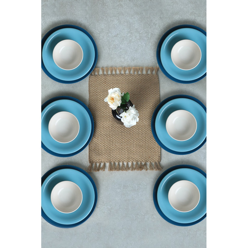 Brabazon 18 Piece Ceramic Dinnerware Set - Service for 6, Blue/White