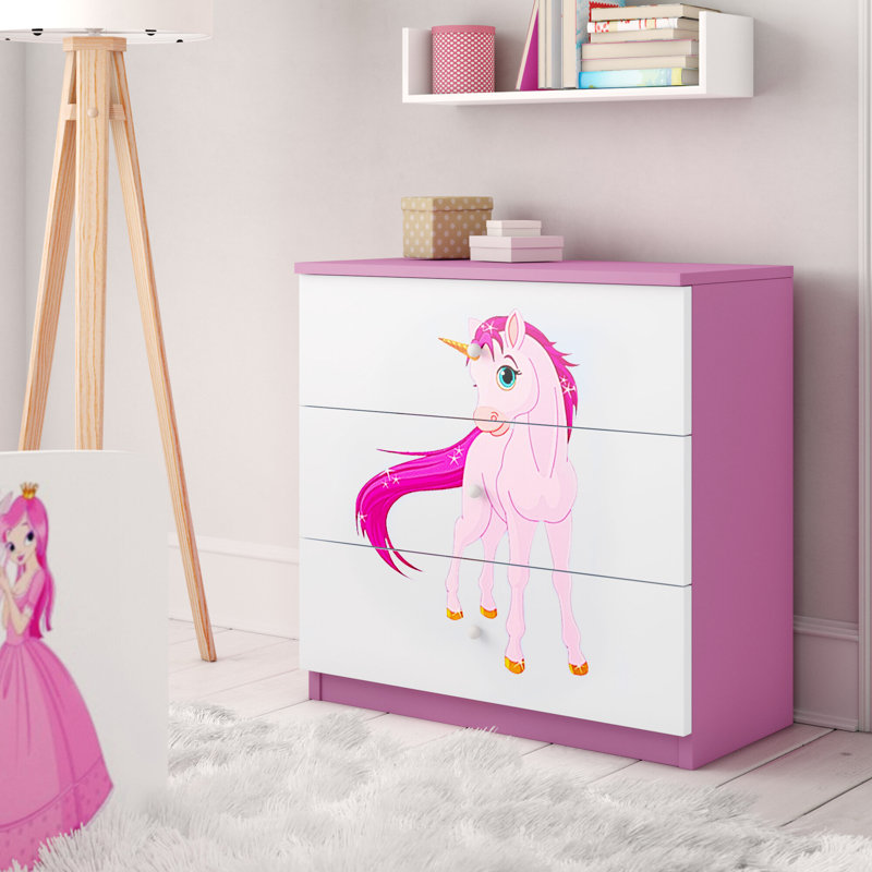 Cicero Kids 3 - Drawer Chest, Pink/White
