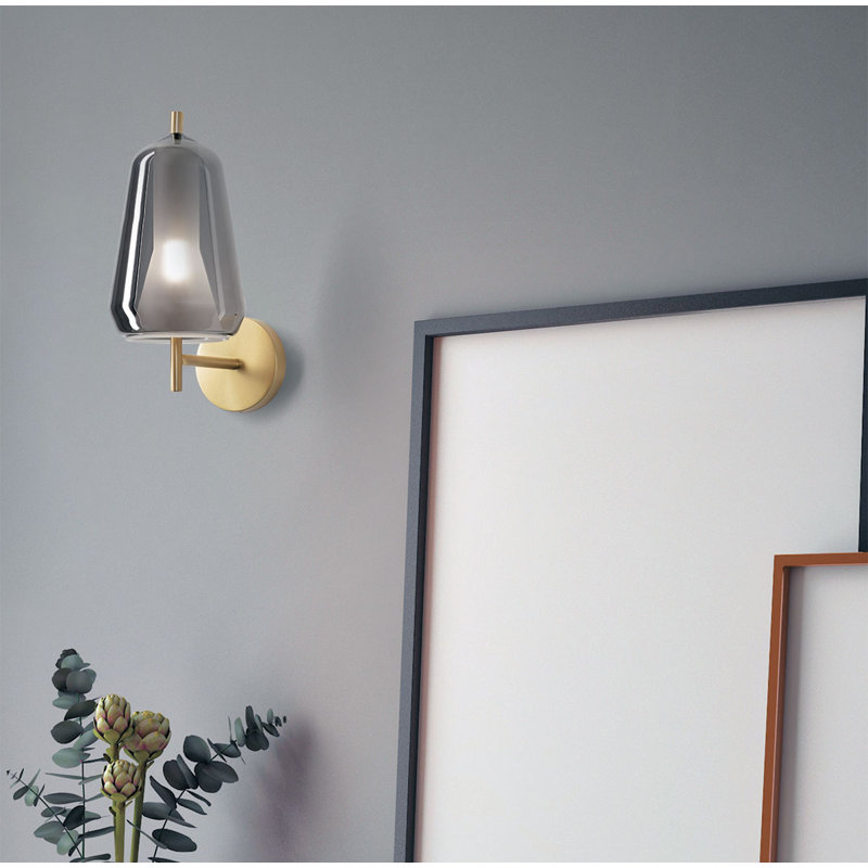 Colusa Armed Sconce, Smoked Borosilicate