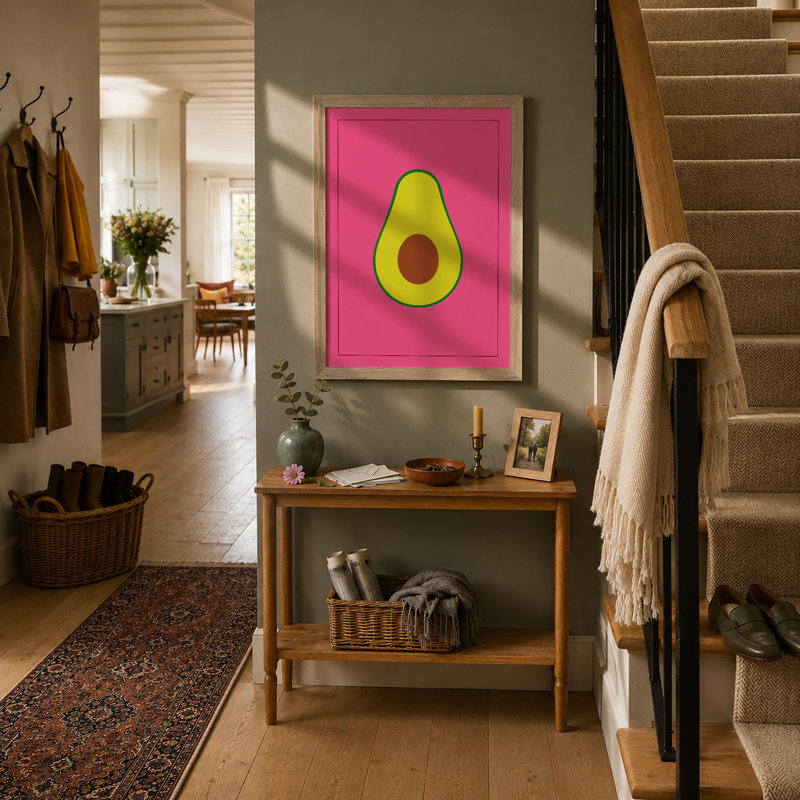 Halved Avocado Modern - Framed Print, A1 - 84.1 x 59.4 cm, Oak