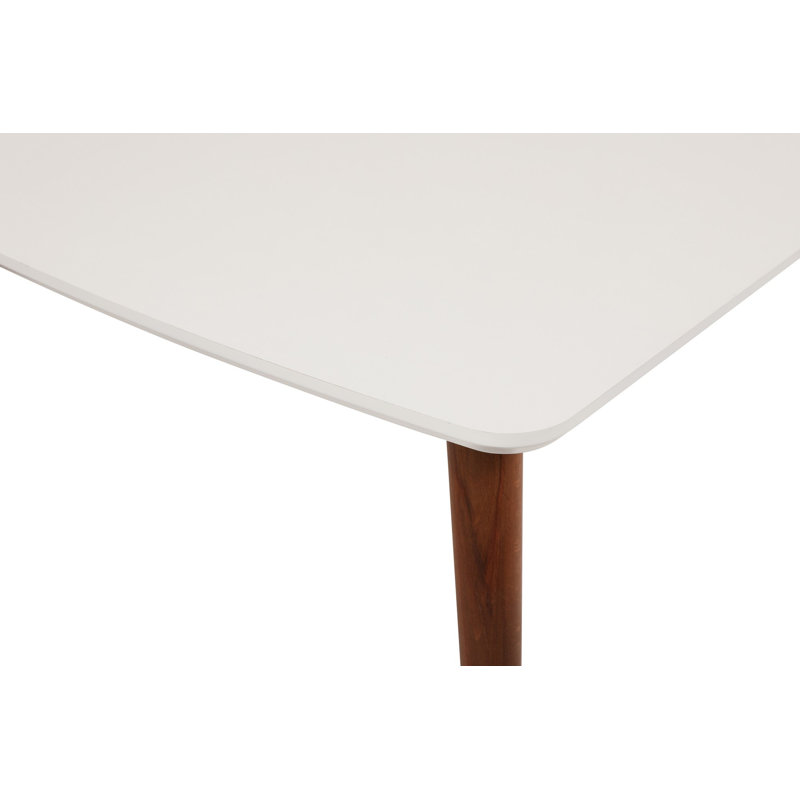 Table basse à 4 pieds, Blanc / Noyer, H 42 cm x l 100 cm x P 60 cm