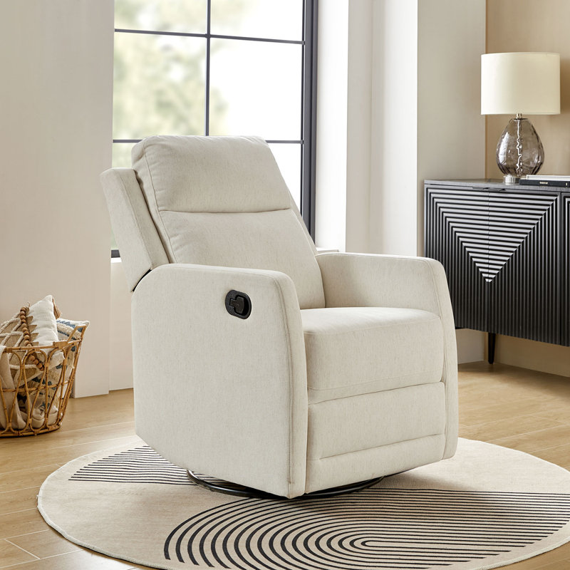 Caleya Modern Ergonomic Swivel Rocker Manual Recliner, Beige