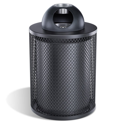 43 Gallon Commercial Steel Outdoor Trash Can, Heavy Duty Slatted Metal Garbage Receptacle with Liner, Weather-Resistant Waste Bin for Indoor & Outdoor Use, Black
