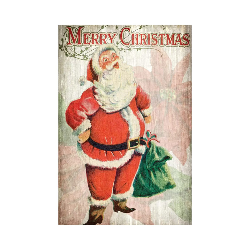«Merry Christmas Santa» par Kimberly Allen - peinture sur toile tendue, H 12 po x l 8 po x P 0,75 po