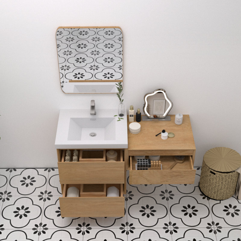 Mellani 48 Inch Floating Bathroom Vanity & Makeup Table Set