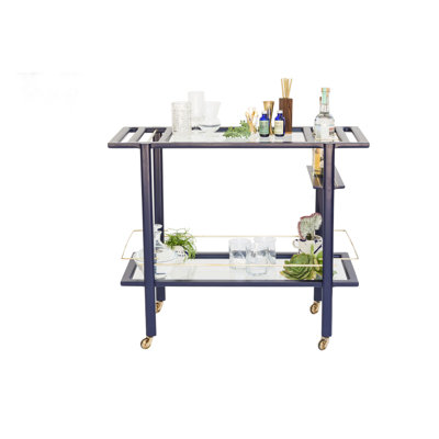 Solid Wood Bar Cart with Wheels