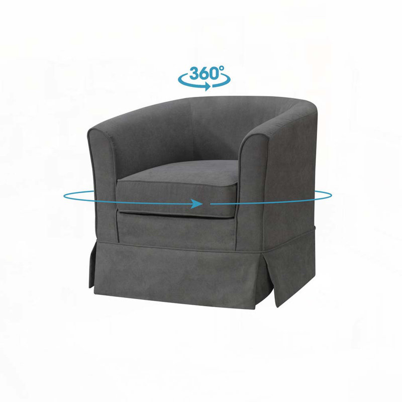 Fauteuil demi-tonneau pivotant en tissu tissé Falahee, Tissu gris pâle