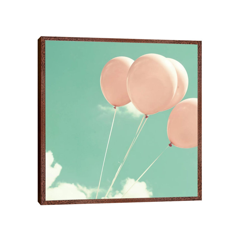 Blush Pink Balloons by Caroline Mint - Print on Canvas, 66.04 cm H x 66.04 cm W, Classic Brown Wood Framed