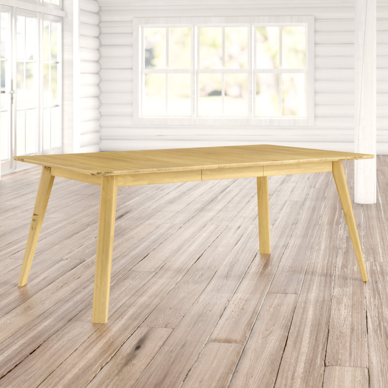 Leclair Extendable Maple Solid Wood Dining Table, Natural, 29" H x 36" W x 48" D - 66" L