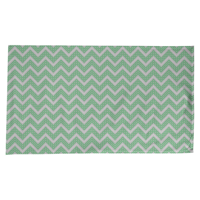 Stephenie Classic Hand Drawn Chevrons Tablecloth, Green/Grey/White