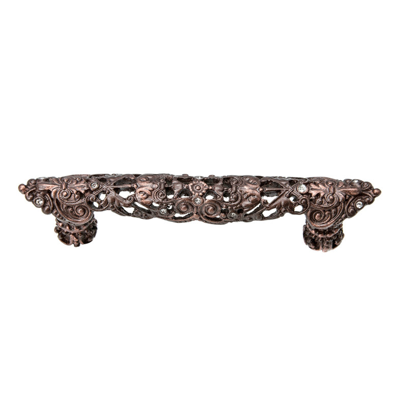 Juliane Grace 4 inches c.c. pull with Swarovski Clear Crystals in Antique Brass, Oil Rubbed Bronze, 3"