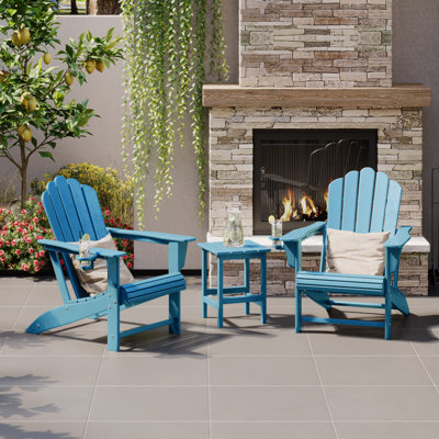 Outdoor Poly Adirondack Chair With Side Table 3-Piece Set