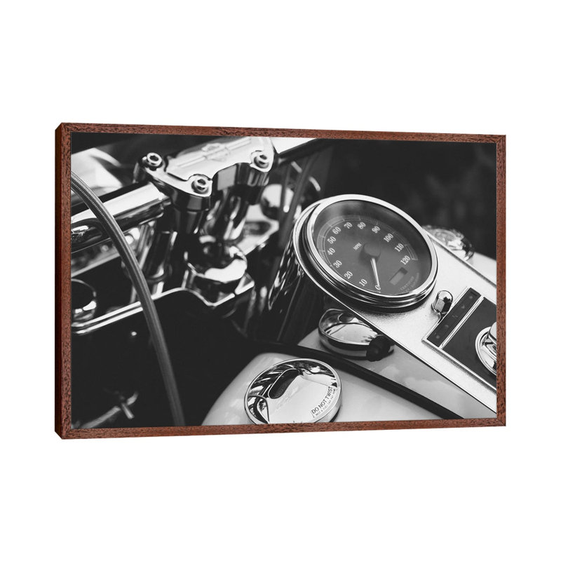 Harley Gauges - Print on Canvas, Classic Brown Wood Framed, 66.04 cm H x 45.72 cm W