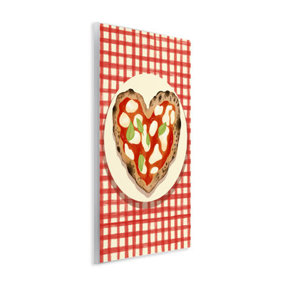«Heart Pizza on Red Check», plaque murale par Florentina Dolci